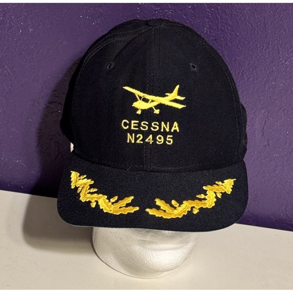 Vintage Cessna Aircraft N2495 New Era Hat Pilot Scrambled Eggs Made In USA Rare